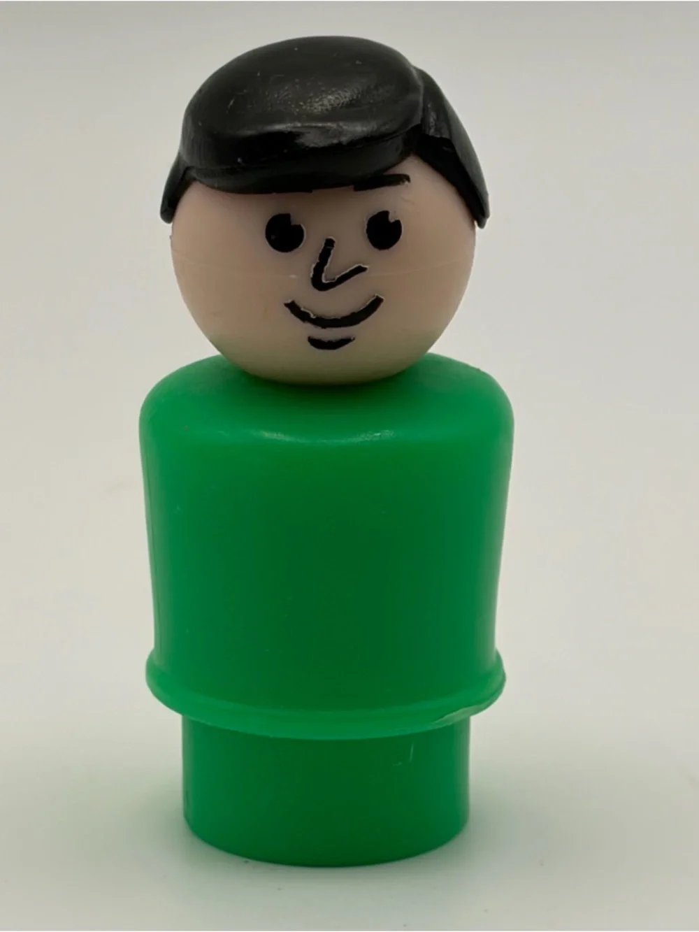 Vintage Fisher Price Little People Green Man / Dad with Black Hair Classic Toy